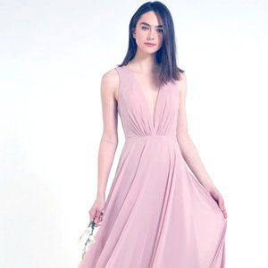 Jenny Yoo Ryan Illusion Neck Chiffon Gown Sz 10